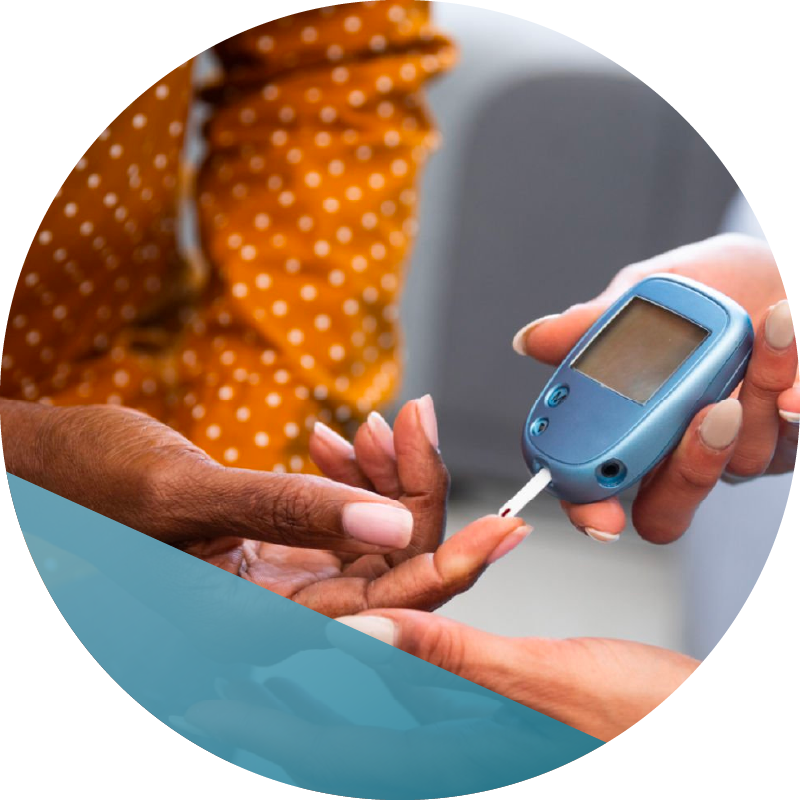 Woman checking her blood sugar level